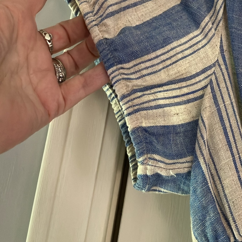 2 Torrid Size 1 (14-16) Linen Blue & Lt Grey Striped Tops, Off Shoulder & Tank - Picture 4 of 11